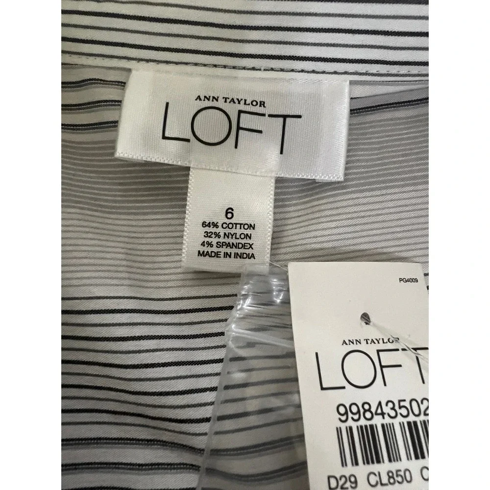 Ann Taylor Loft striped shirt dress long sleeve size 6 spring casual‎ coastal